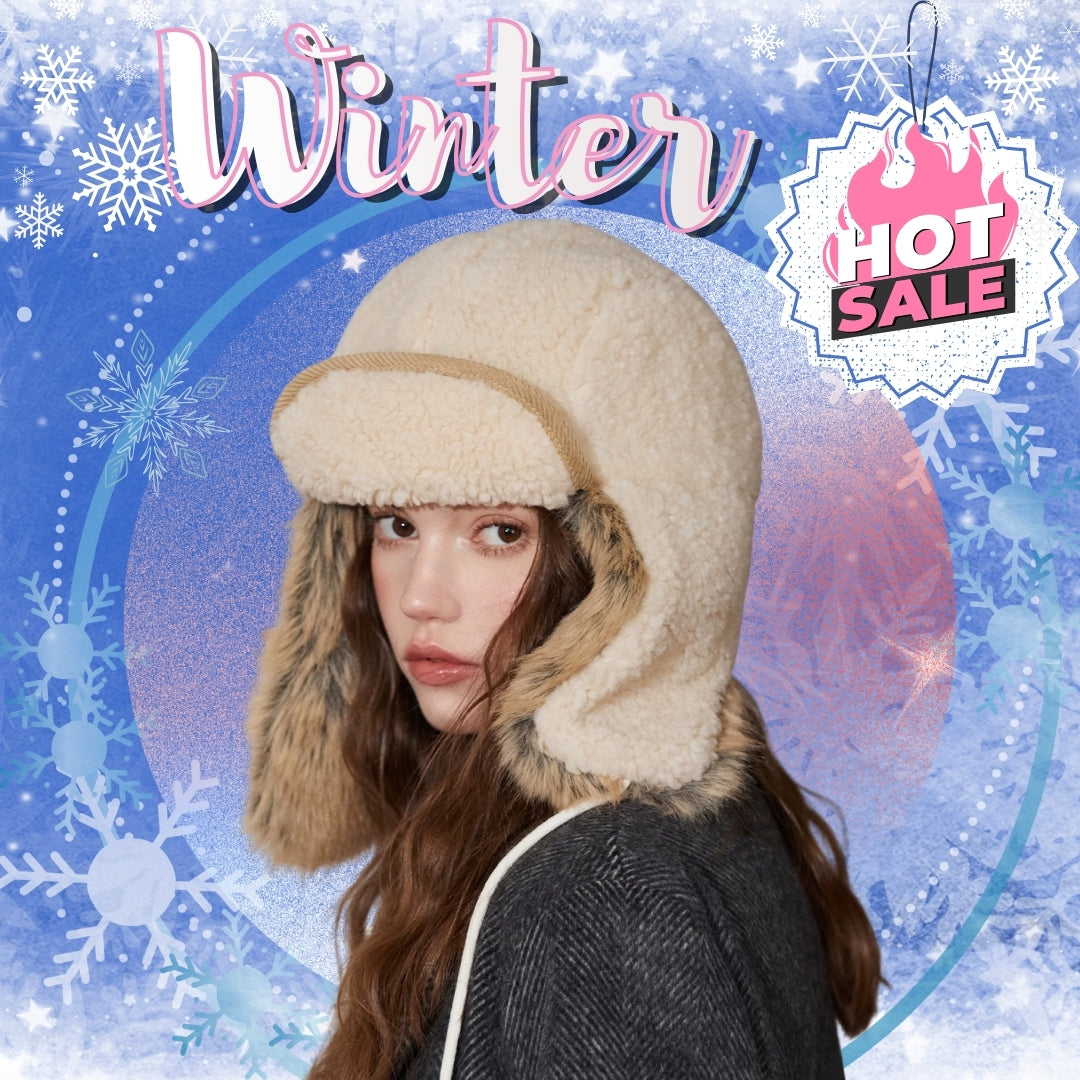 Arctic Shield Lamb Wool Beanie - Windproof Ear Protection for Skiing