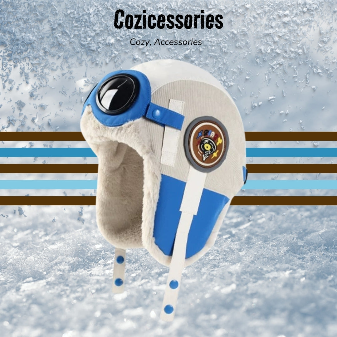 Fun Pilot Style Winter Hat - Thickened Windproof Fleece with Removable Eyewear