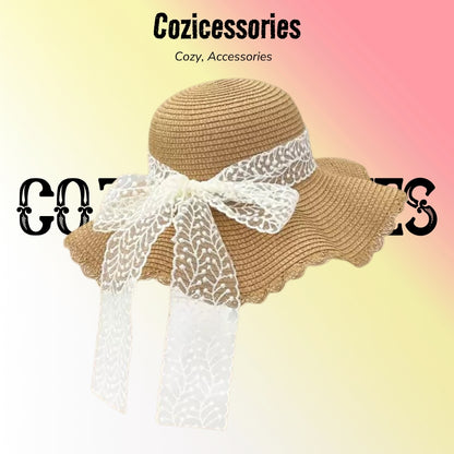Lace Bow Straw Hat