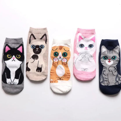 Adorable Cat Friends Socks Set (5 pcs)