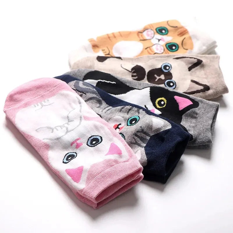 Adorable Cat Friends Socks Set (5 pcs)